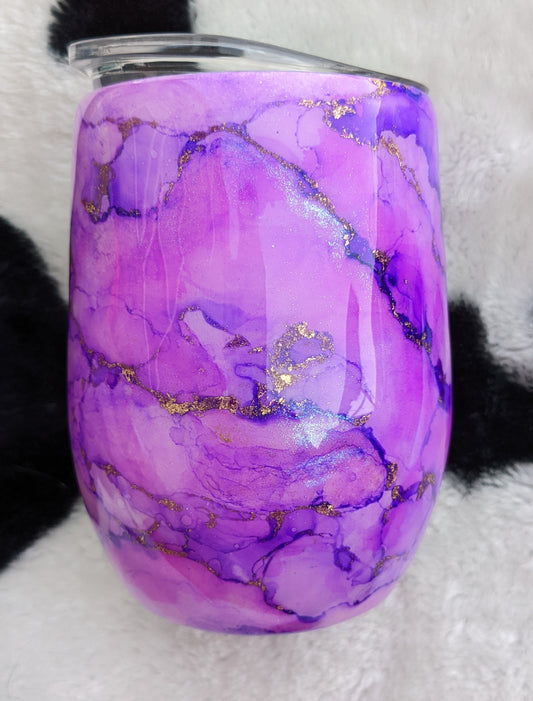 12 oz purple marble epoxy tumbler