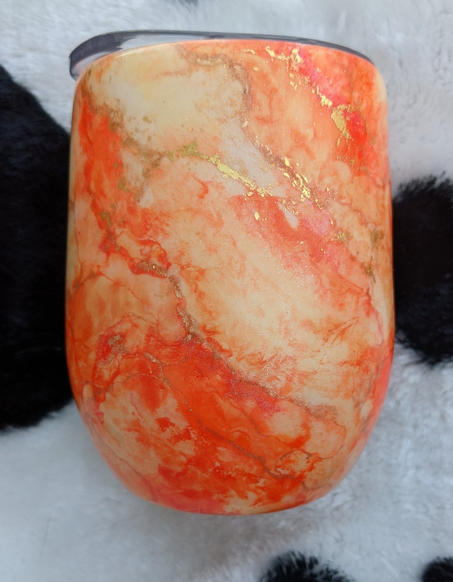 12 oz orange marble epoxy wine tumbler