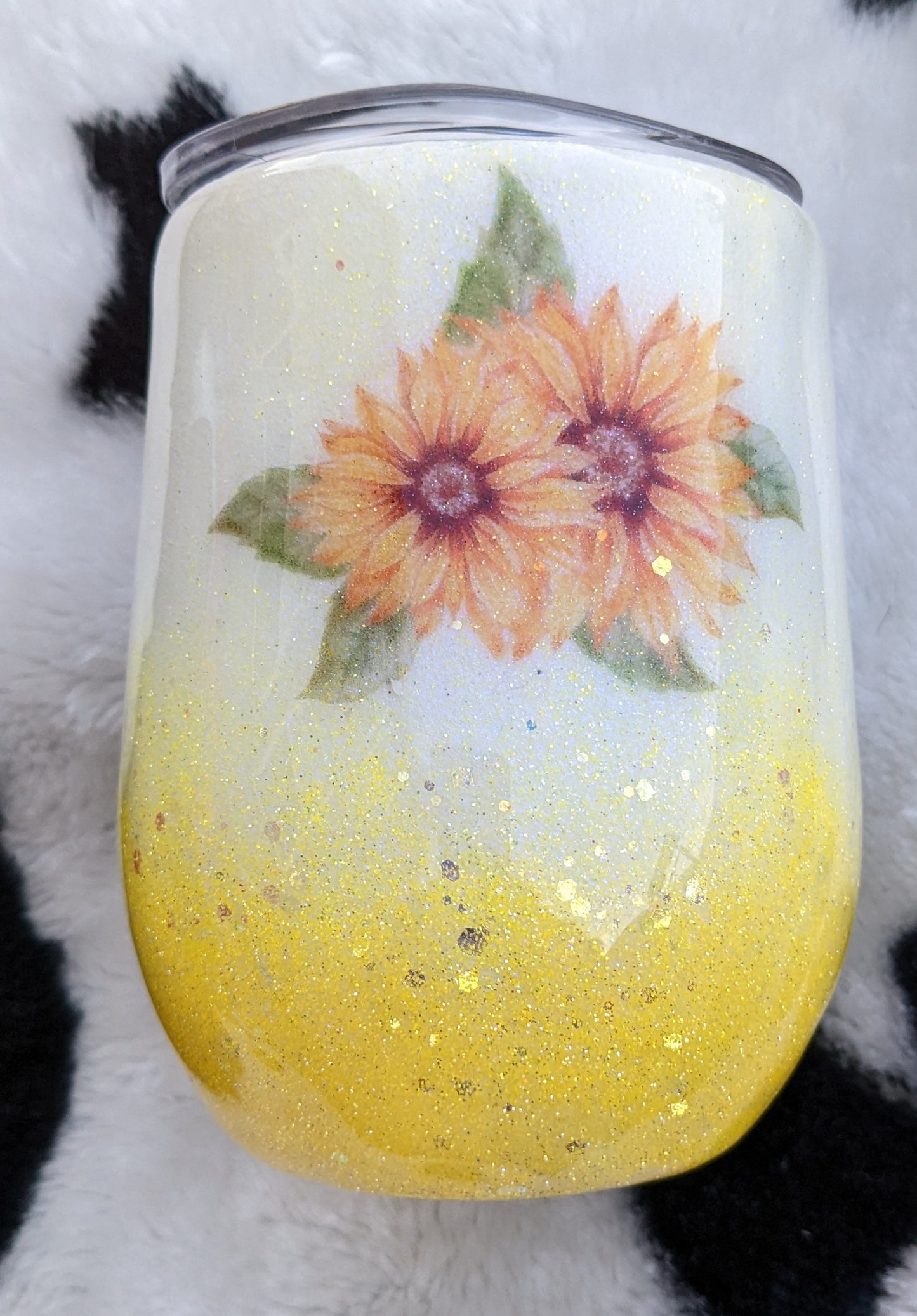 12 oz yellow flower wine tumbler