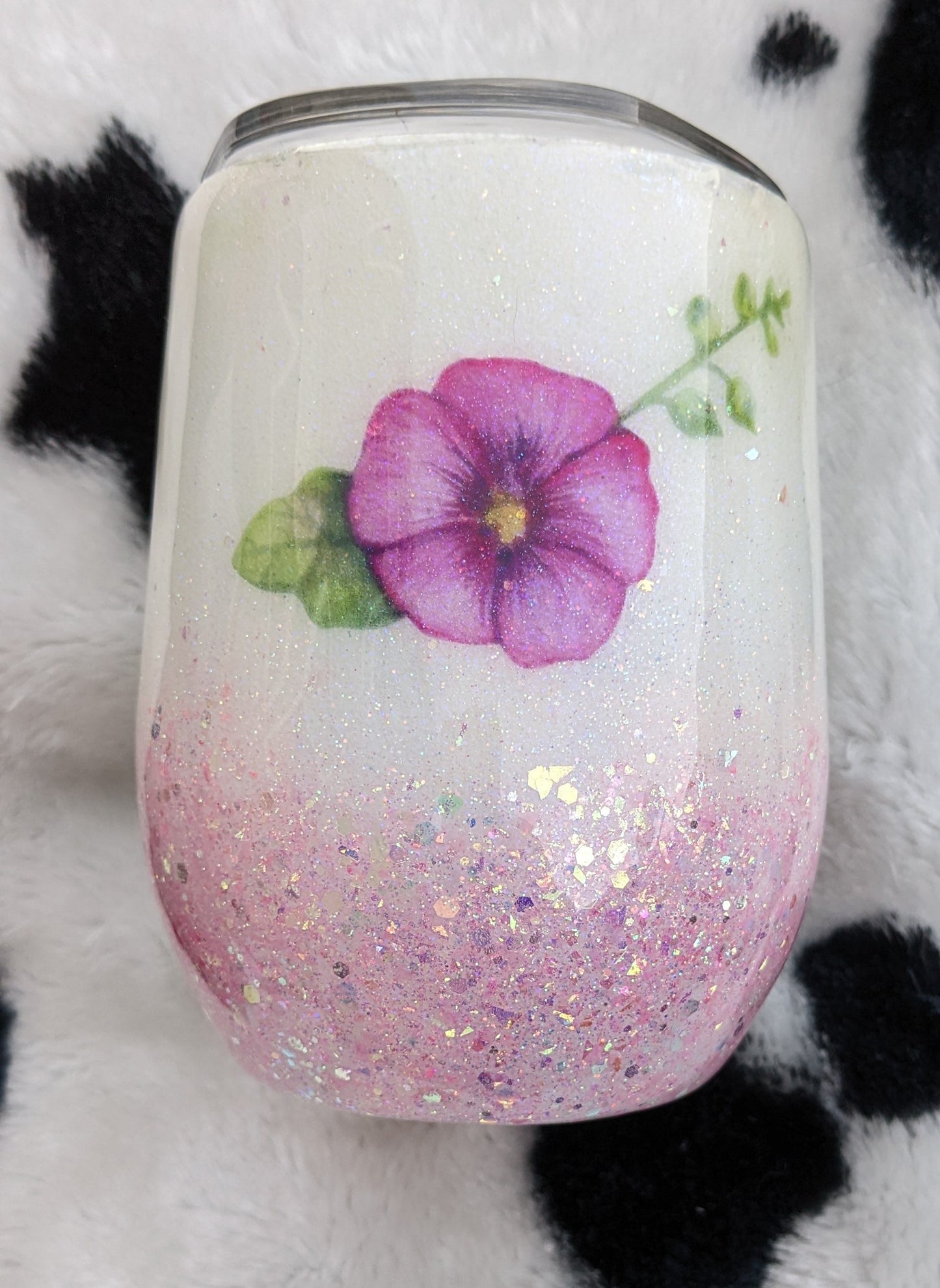 12 oz pink flower wine tumbler